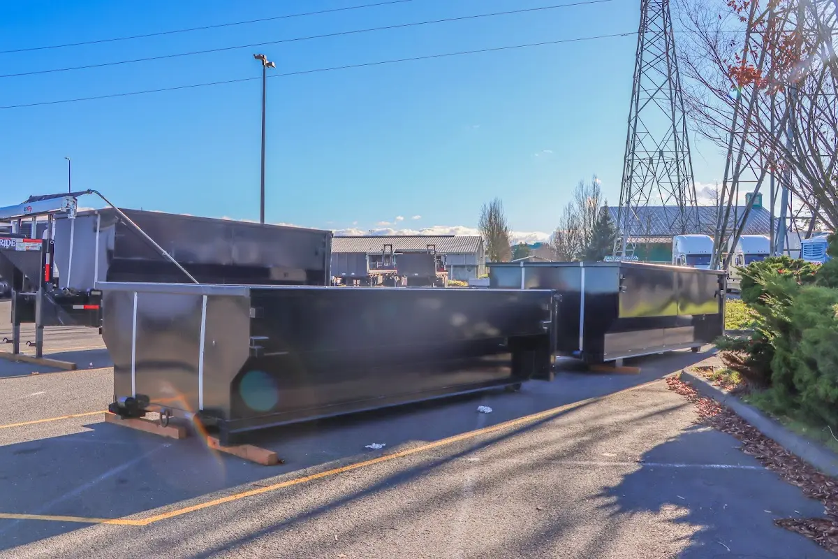 Roll-off dumpster ready for waste disposal at job site for 12 Yard Dumpster Rental in West Sacramento